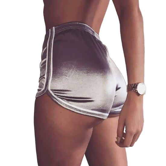 Image Title Silver Sexy High-Waist Satin Booty Shorts